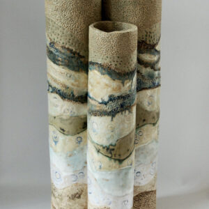 Céramique vase paysage tripode "Montagne Bleue"